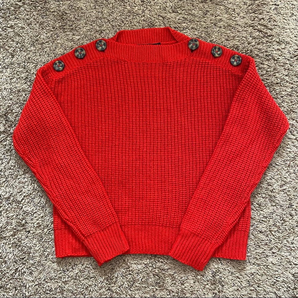 Derek Heart Red Button Sweater
